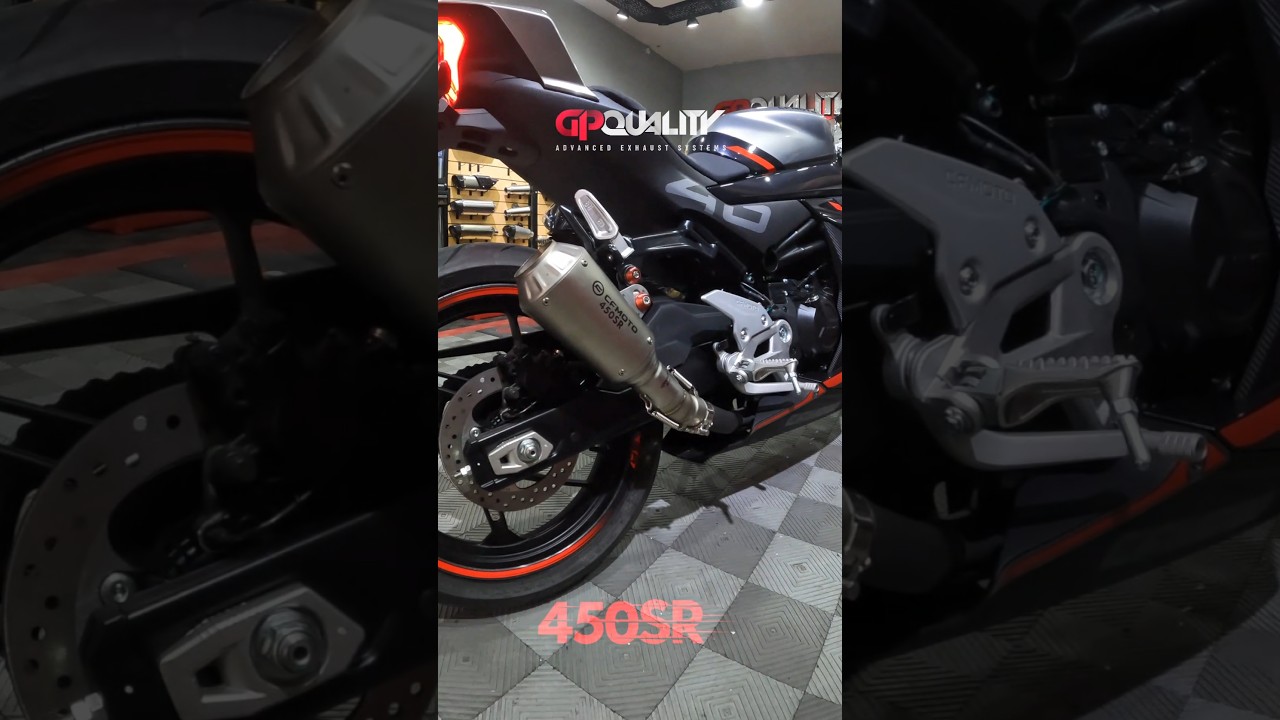 CF Moto 450SR con escape corto inoxidable EX080 #exhaust #escapesound #cfmoto450sr