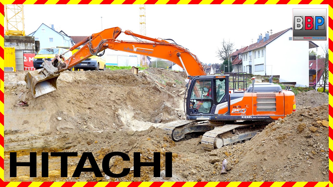 ⚠️ Hitachi ZX250-7 Feinschliff Baugrube Waiblingen, 2024. #hitachiexcavator