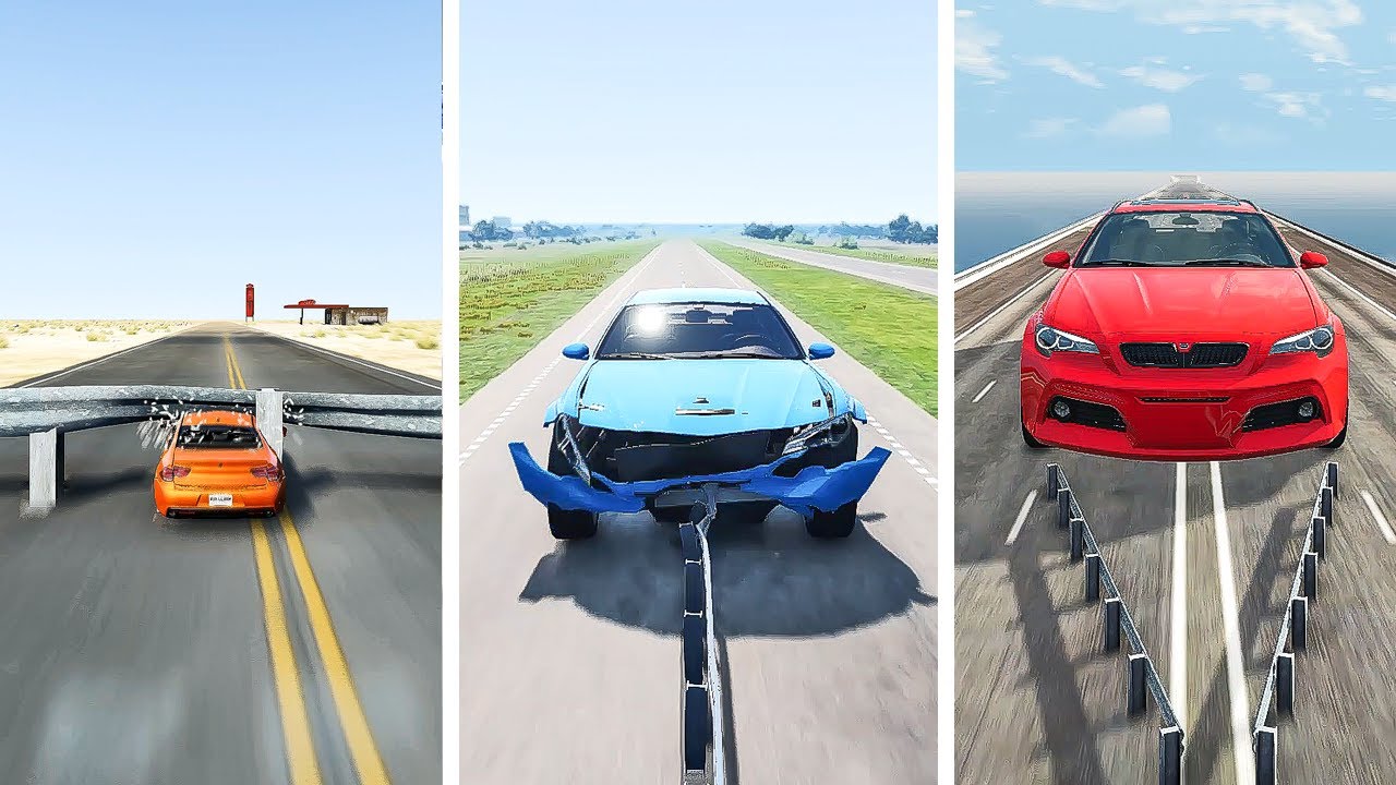 Big And Small Cars  vs Guardrails– BeamNG.Drive
