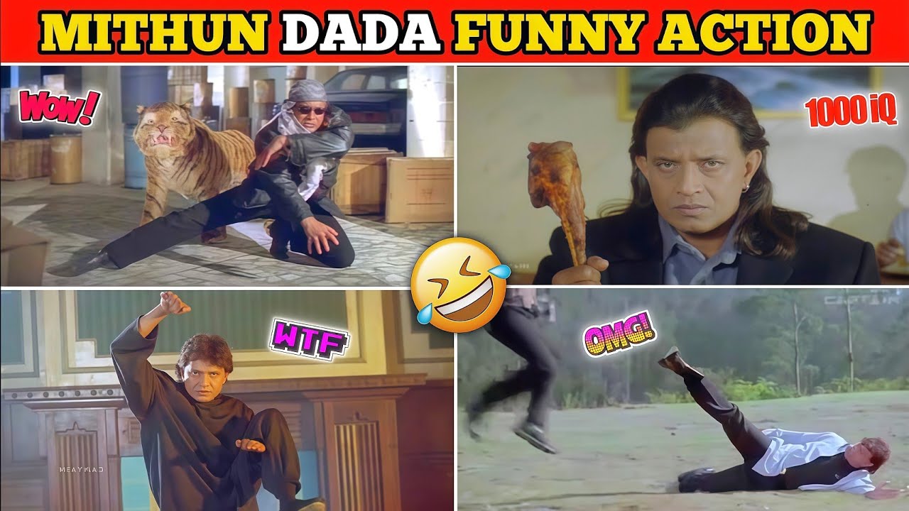 Funny Action Scenes Of Mithun Da | मिथुन दादा महान हैं 🤣 When Bollywood Use 1000 iQ