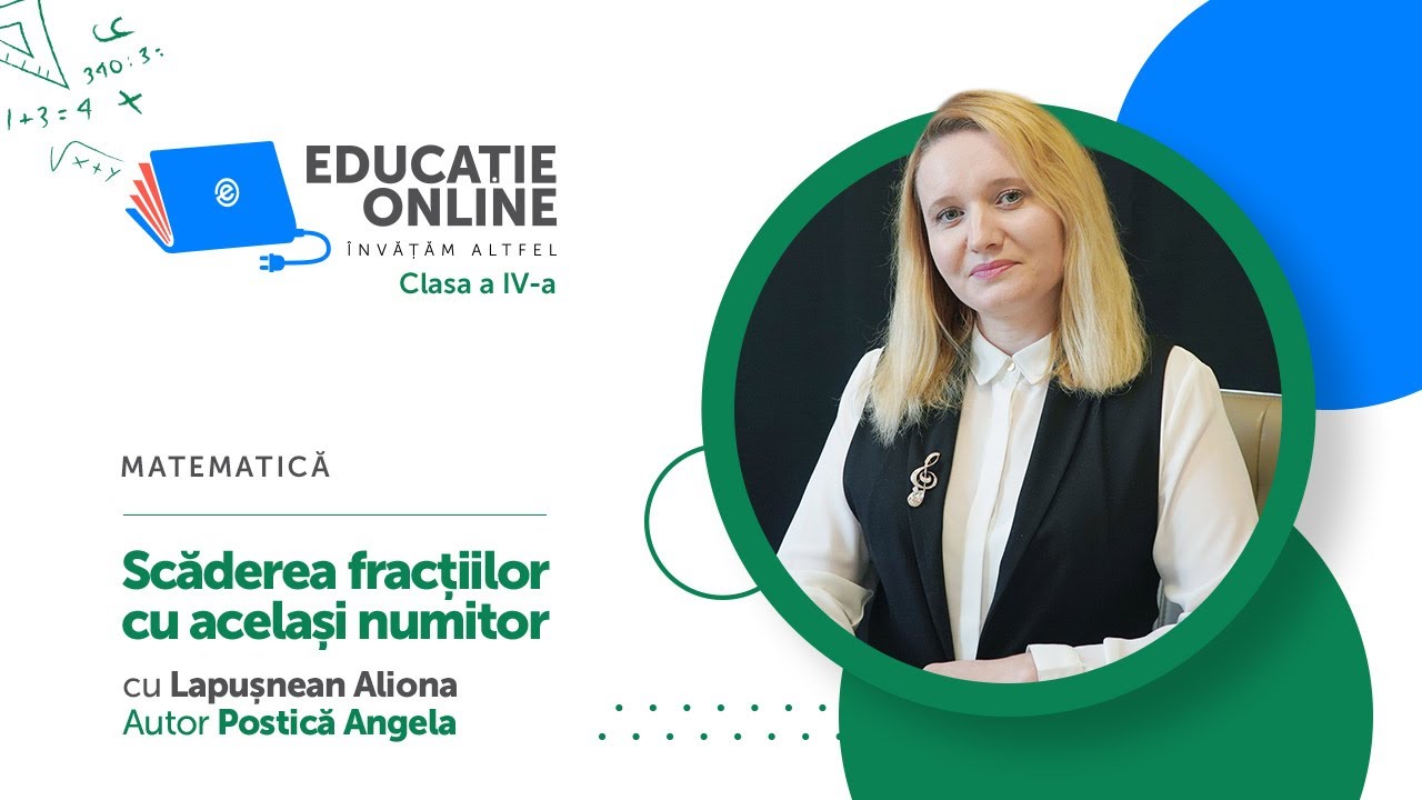 Matematică, clasa a IV-a, Scăderea fracțiilor cu același numitor