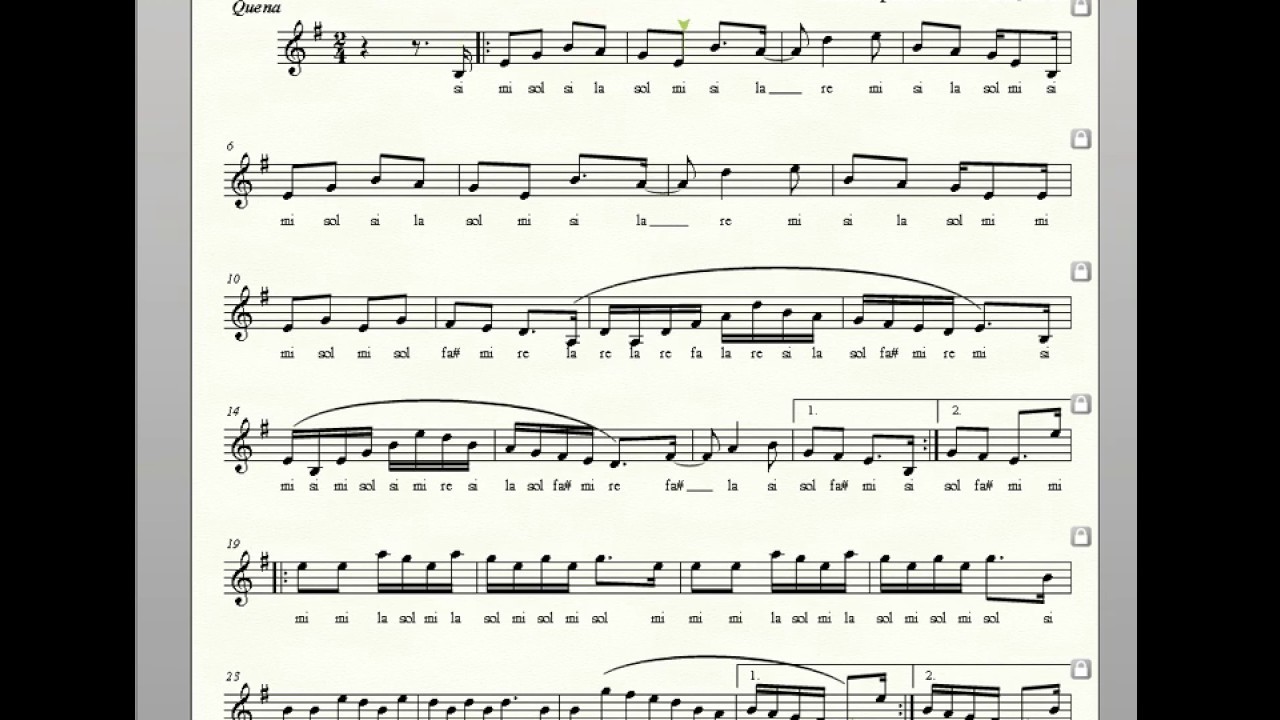 Partitura El pituco (San juanito) para Quena