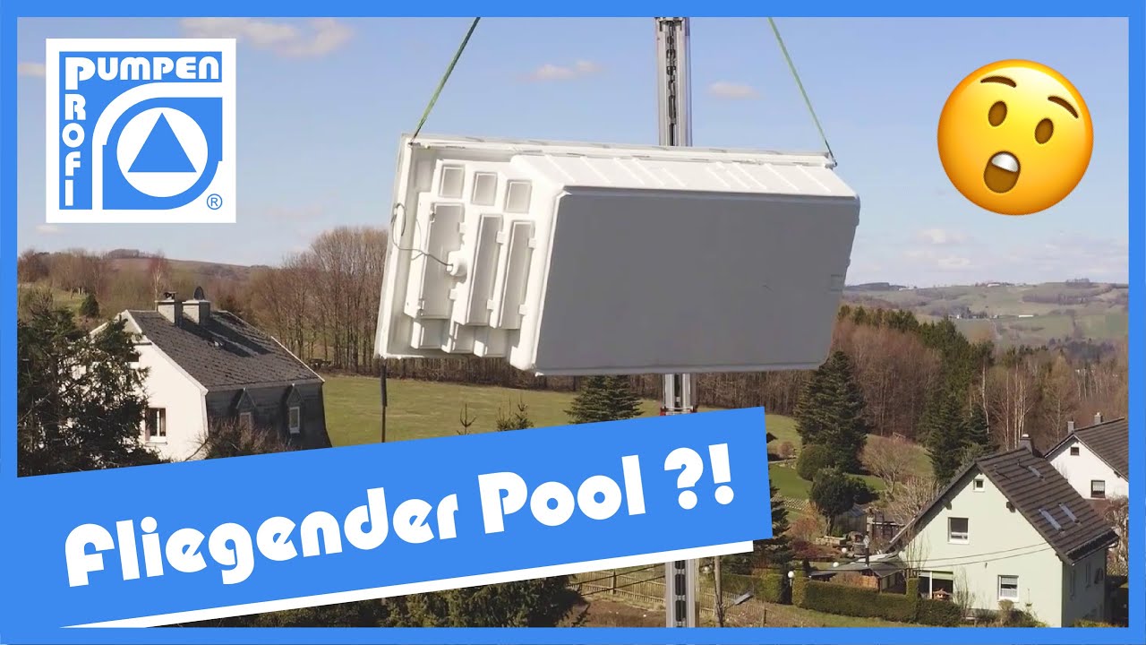 Fliegender Pool?! Schwimmbecken wird eingesetzt