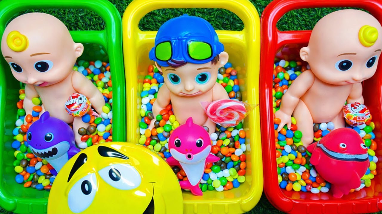 Full of 3 Rainbow BathTubs Candy with M&M's & Magic Slime Cutting Video