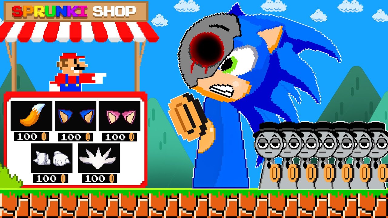 Super Mario Bros. Mario Open Shop for Sprunki Sonic | PixSaga Mario