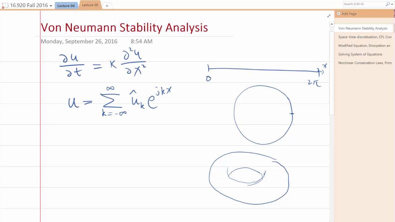 Lecture 05 Part 1: von Neumann stability analysis of continuous PDE