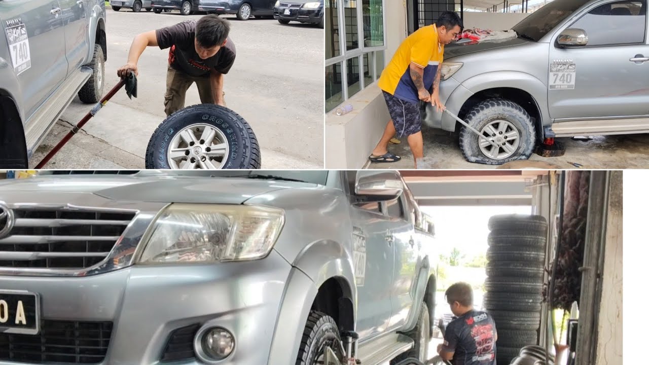 Tiba-tiba tayar kereta pecah teruk!!!tukar tayar kena cuti begiga tahun baru Cina tu ila,Pulai menua