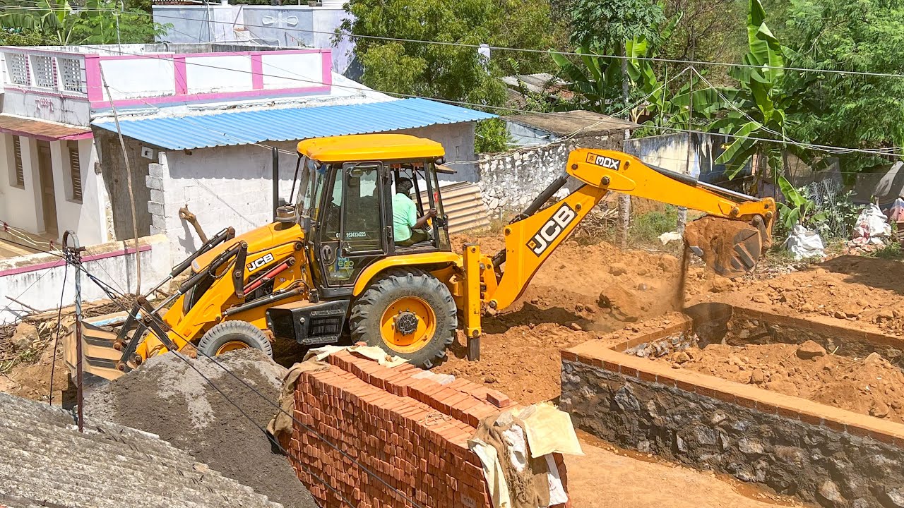 JCB 3DX Going Village Home Foundation Filling Mud and Septic Tank Dig | jcb video