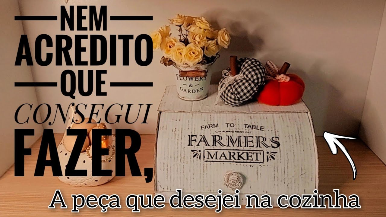Transformei uma caixa de papelão em um lindo porta pão. DIY Farmhouse