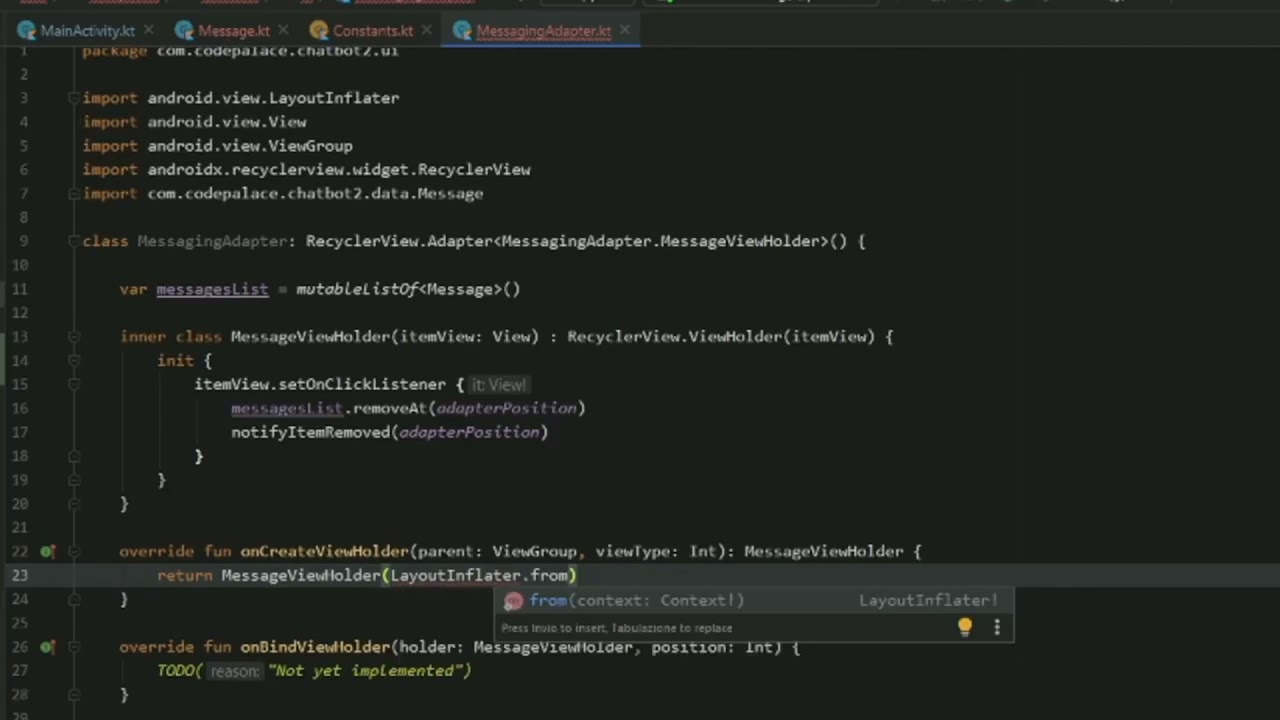 Creating a Chat Bot app in Android Studio
