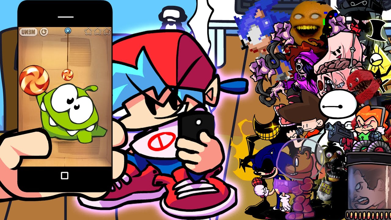 FNF Cutting Ropes (VS OmNom) - But ALL the Characters Sing Together 🎤 Cut The Rope (Merry Christmas)