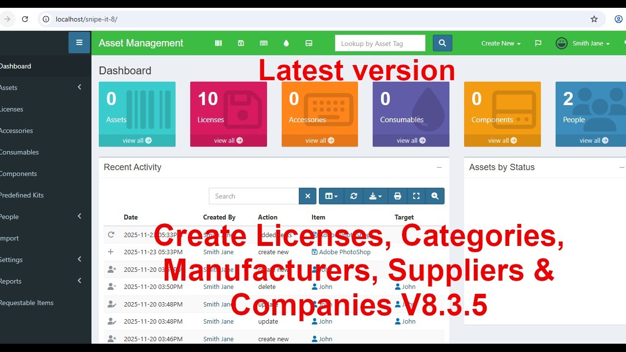 (05) How to Create Licenses, Suppliers, Categories, Companies & Manufacturers in Snipe-IT