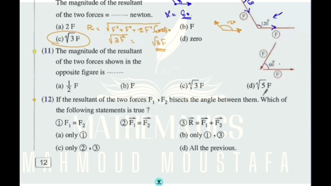 statics Grade 11 Excercise one Resultant of two forces meeting at a point