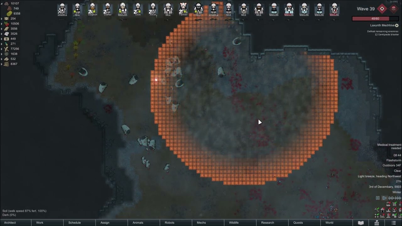 Rimworld Combat Extended 60 Mechanoids Raid