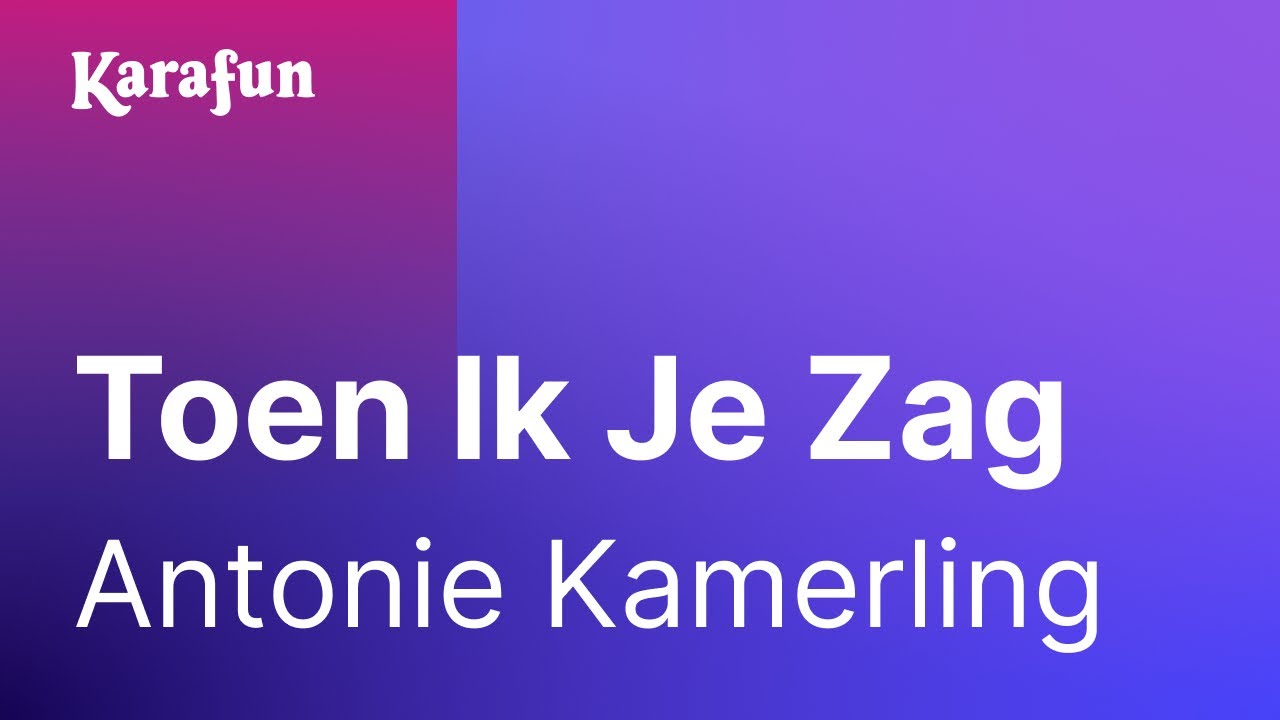 Karaoke Toen Ik Je Zag - Antonie Kamerling