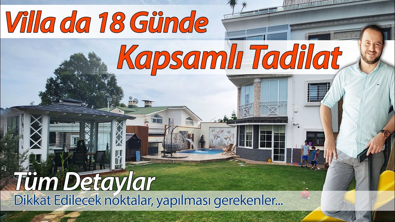 18 günde Kapsamlı Villa Tadilatı. Antre, Mutfak, Salon, Wc, Hol komple tadilat