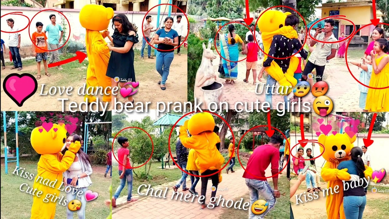Teddy bear prank on cute girls #kandi park 🤣#teddy03 #teddybear#funny