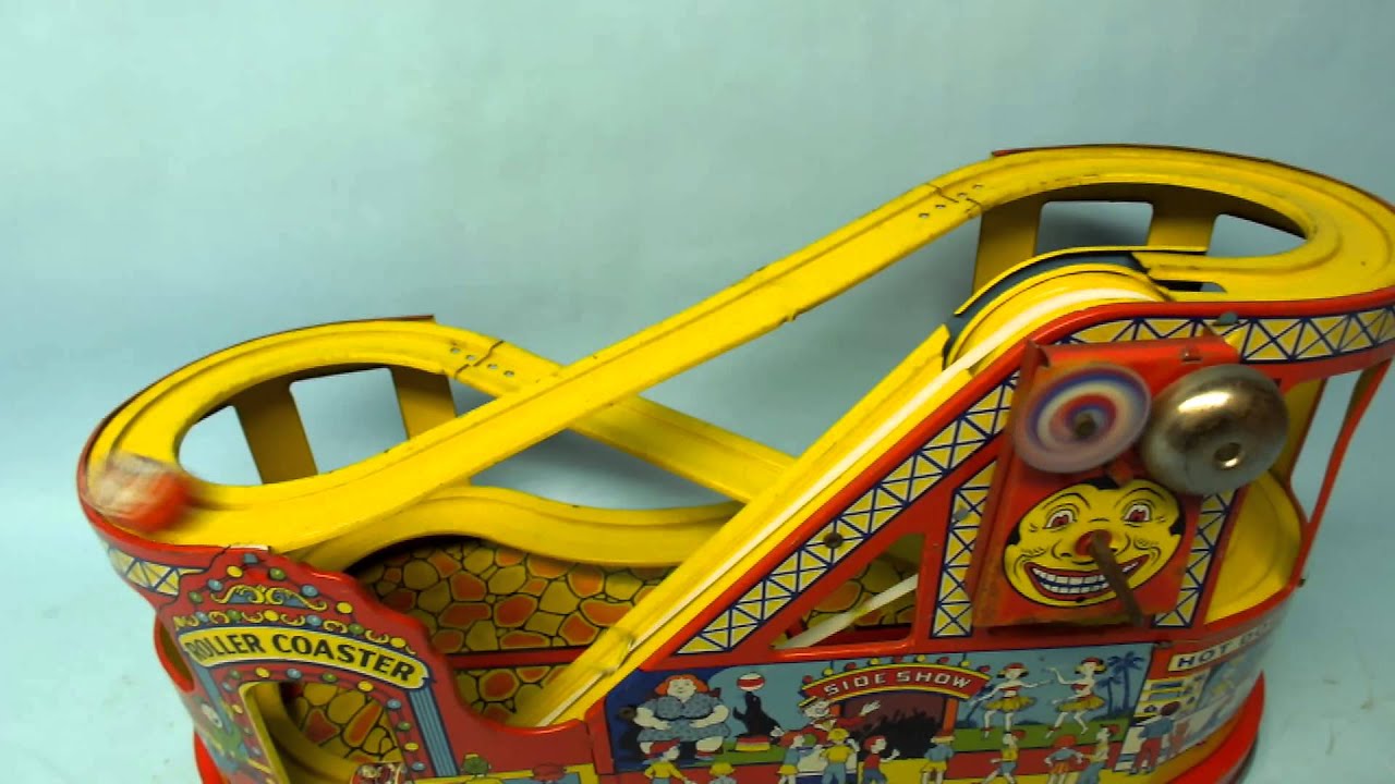 VINTAGE CHEIN ROLLER COASTER TIN WIND UP AMUSEMENT PARK TOY w/ CARS #275