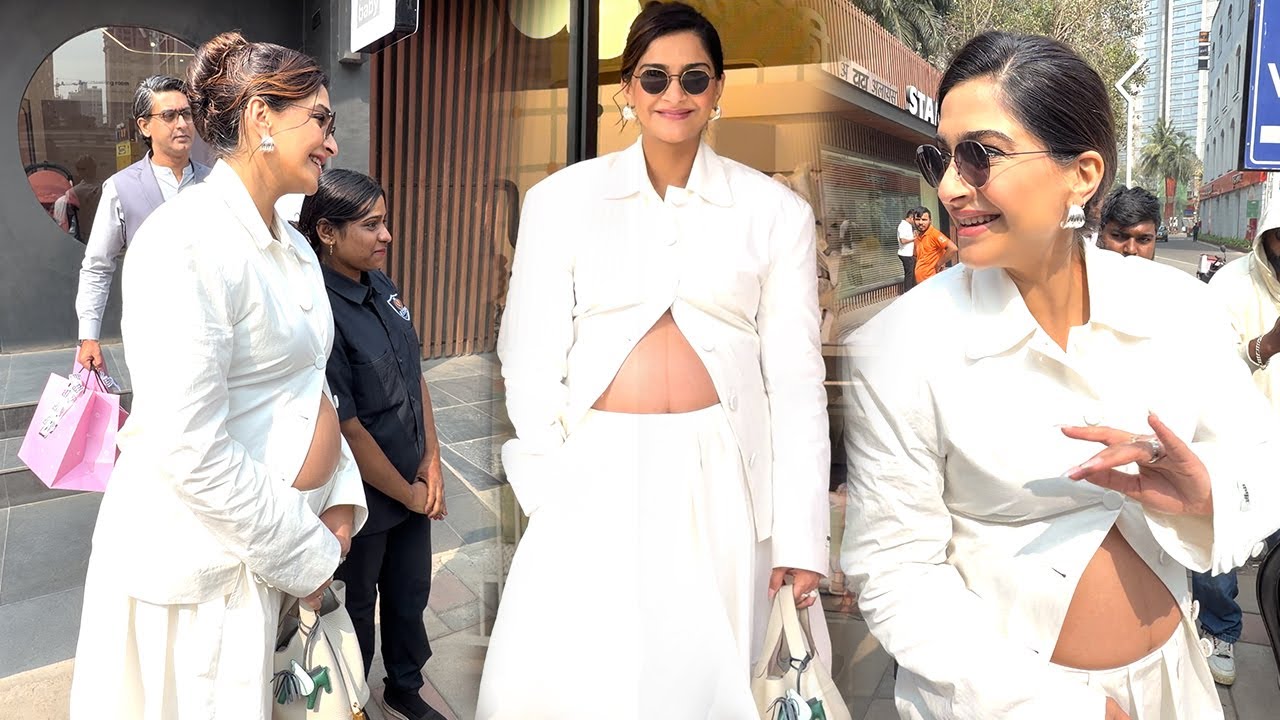 Pregnant Sonam Kapoor Flaunts Her Baby Bump, Spotted For A Shoot At A Store In Worli