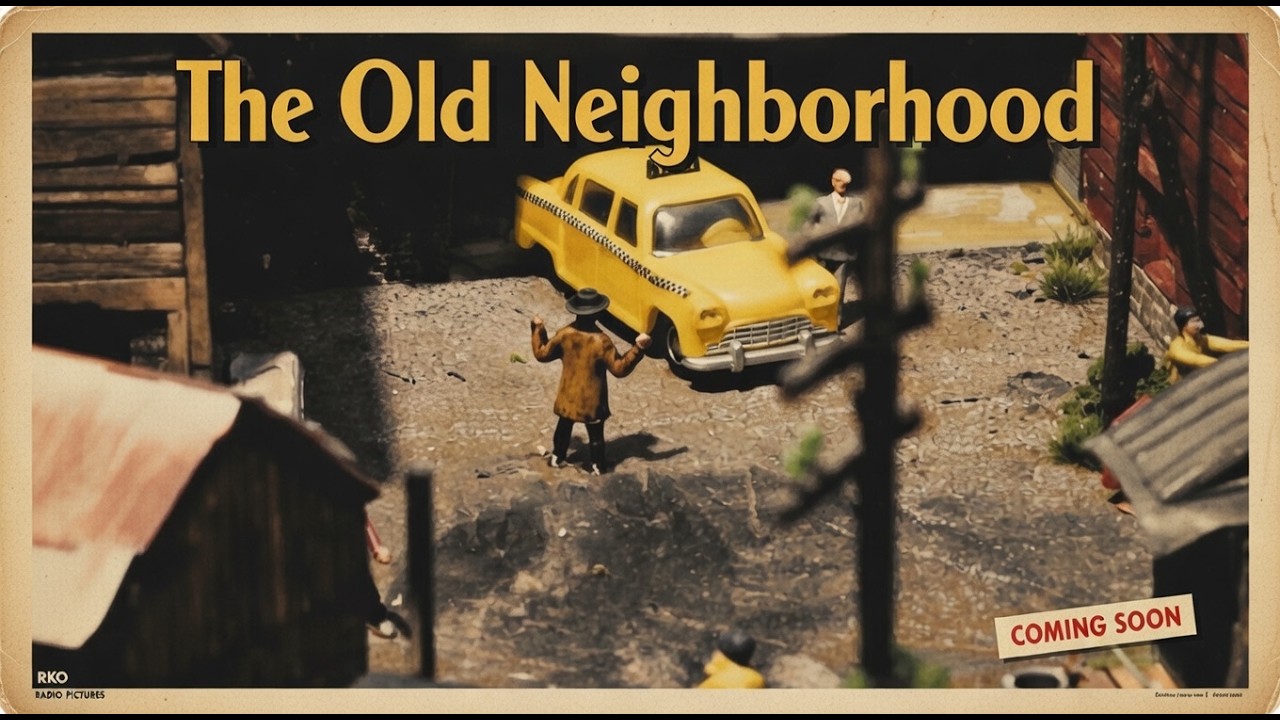 1950 Hot Sunny Afternoon in an American Working Class Neighborhood in HO Scale - Model Railroad