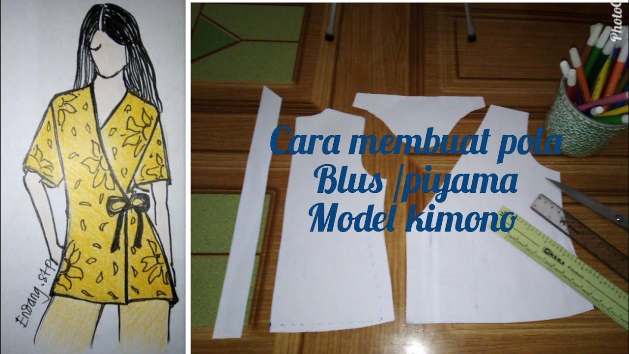 Cara membuat pola piyama model kimono #EndangSujiatistp