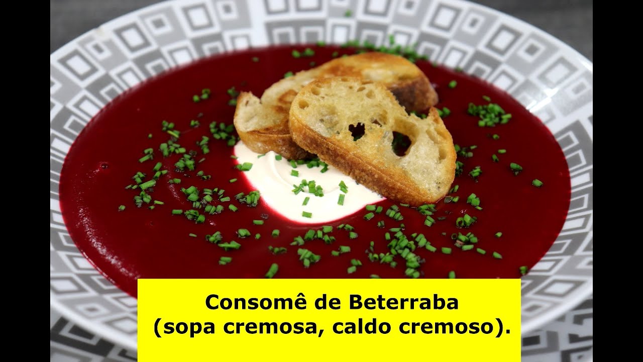 Consomê de beterraba (sopa cremosa, caldo cremoso, creme de beterraba).