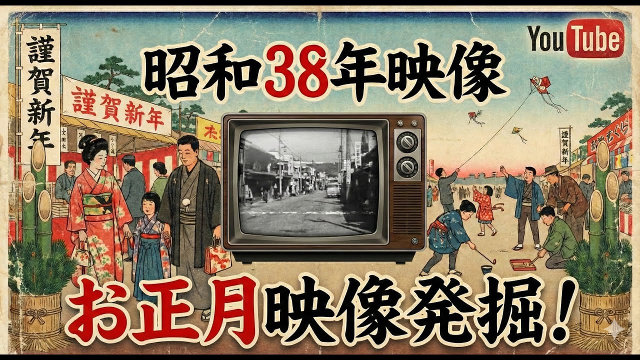 【昭和38年映像】お正月BGM 東京オリンピック前年の日本が、活気に溢れてました😊鉄腕アトム放送開始の日の貴重な記録【1963年】
