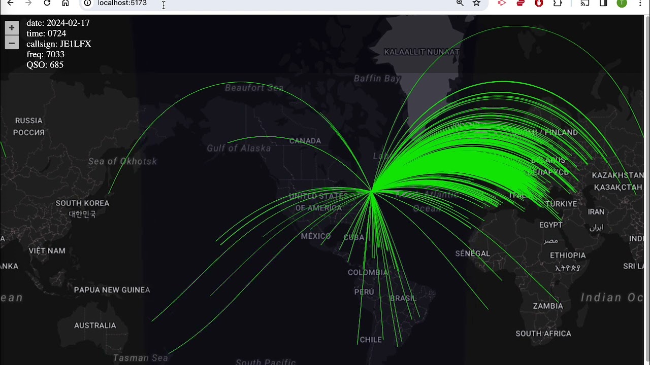 amateur radio dx contest time lapse map