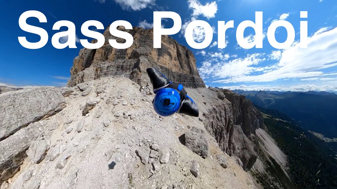 Sass Pordoi Wingsuit BASE jump - along the ledge