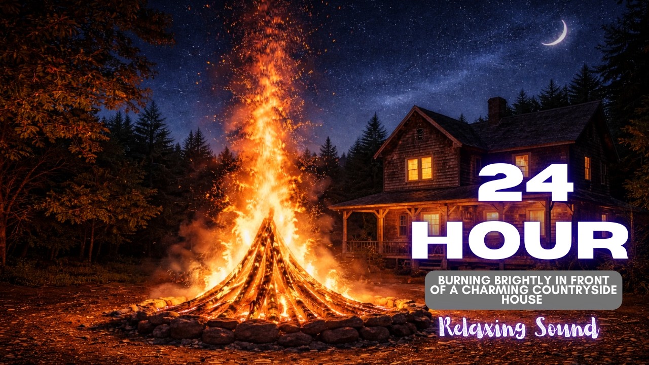 Relaxing Bonfire in the front Yard at Night