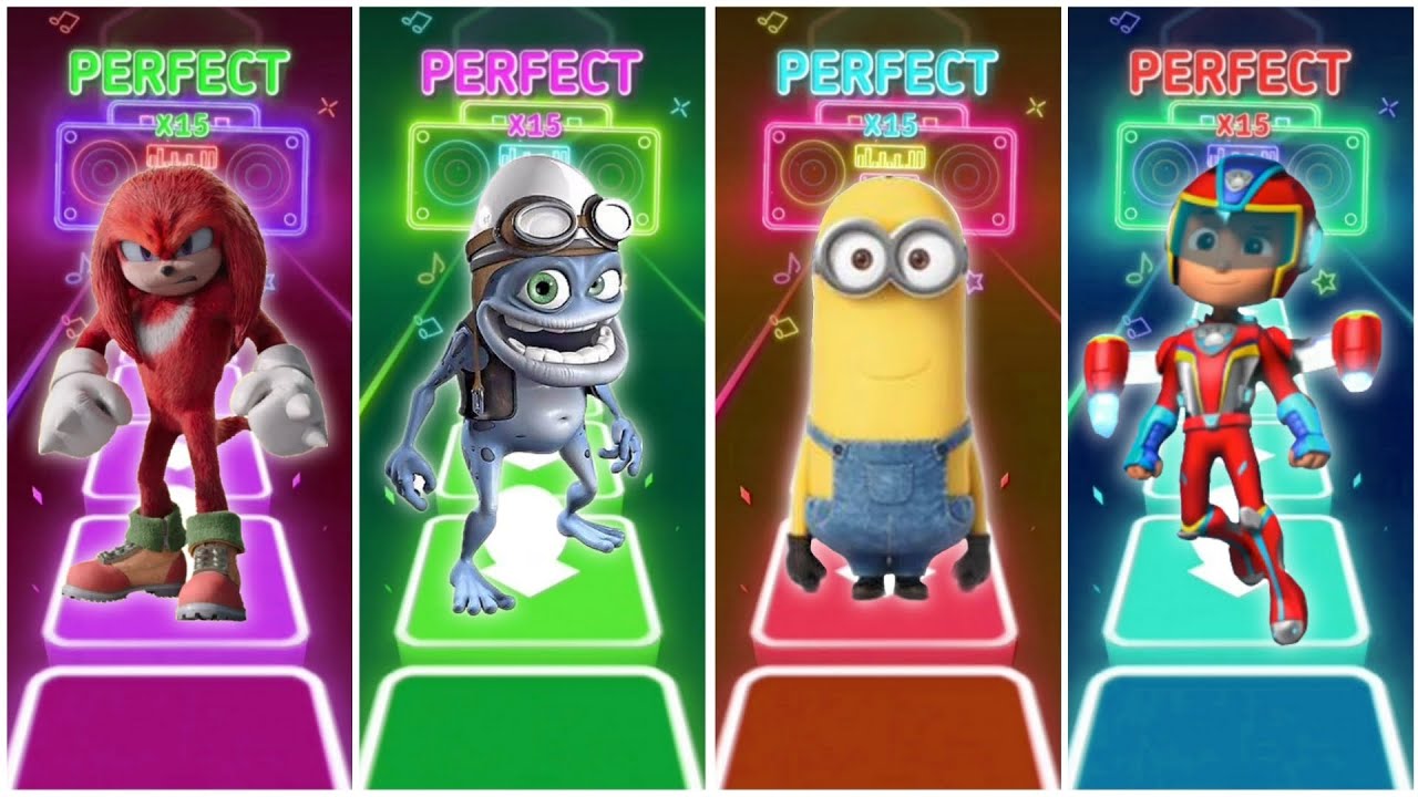 Knuckles vs Crazy frog vs Minions vs Ryder in the Tiles Hop EDM Rush Game play🎶