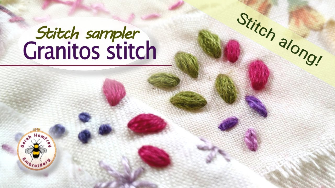 Granitos embroidery stitch tutorial - a wonderful stitch for seeds, leaves and flowers!