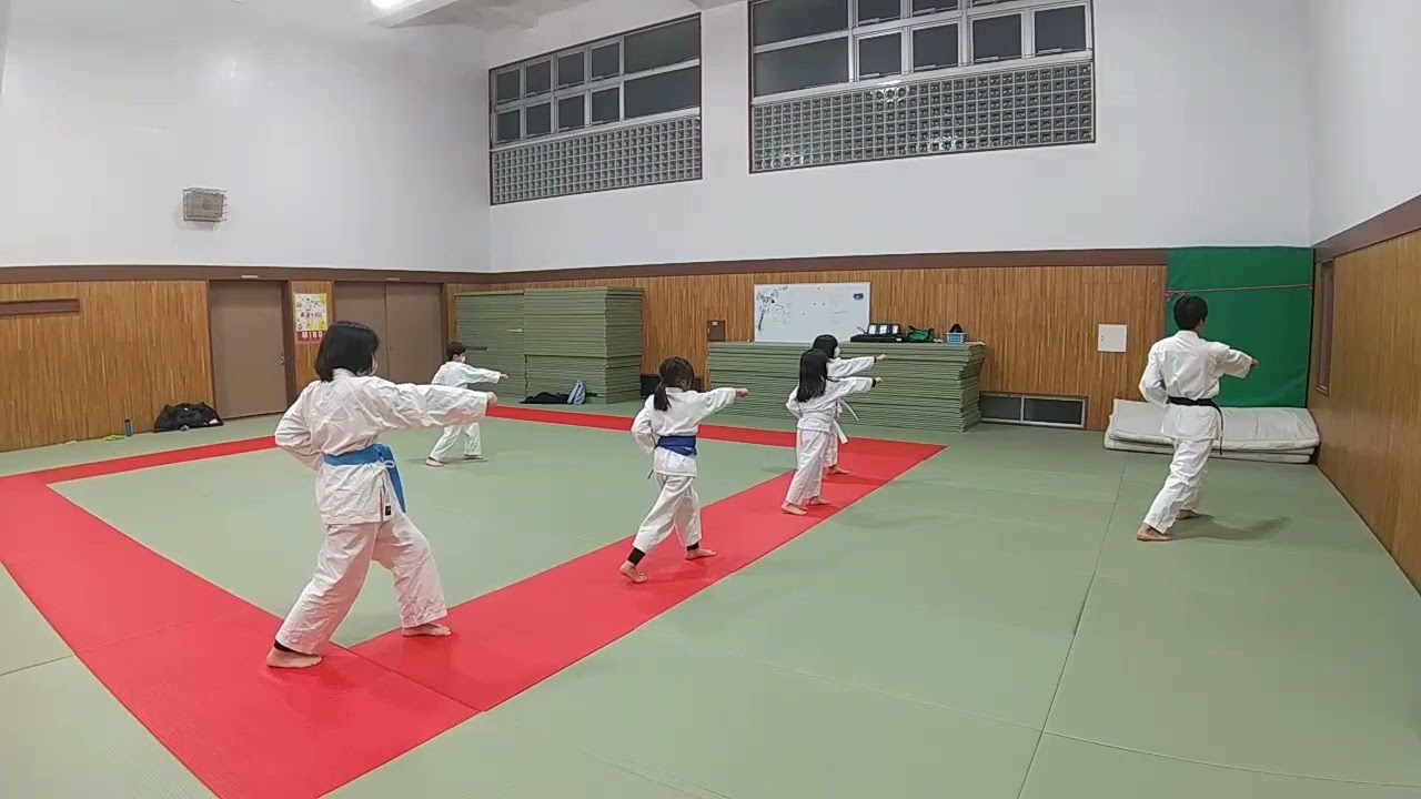 【空手】アーナンクーの型を練習する子供たち（金井空手道場）