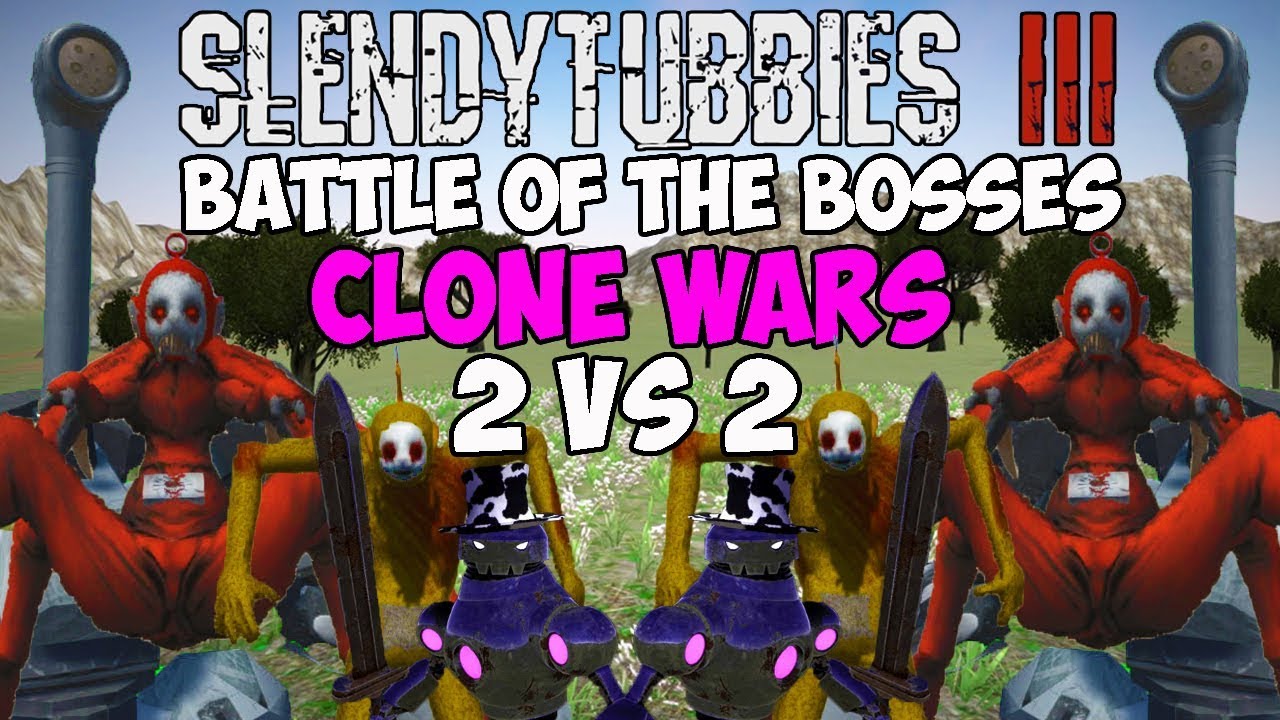 HERE COMES SPIDER PO & THE ANNOUNCER | SLENDYTUBBIES 3 BATTLE OF THE BOSSES CLONE WARS 2 VS 2