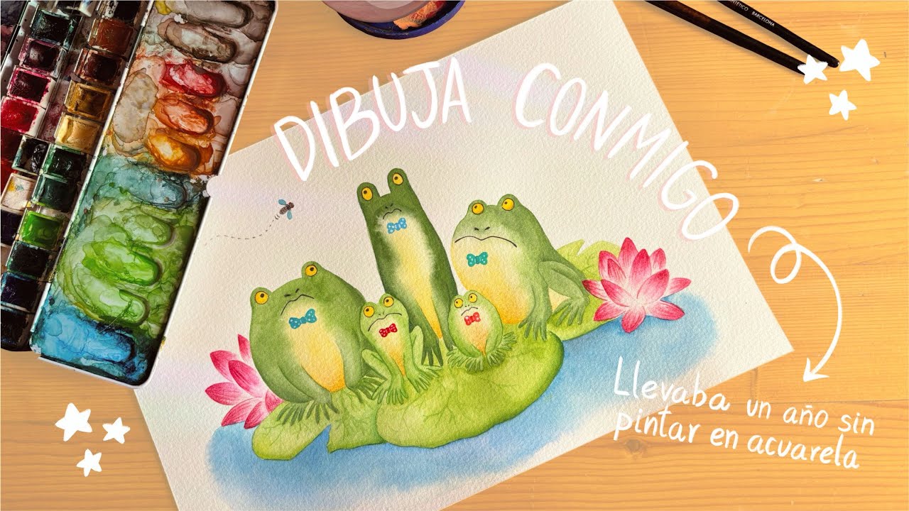 ☆ Dibuja conmigo ☆ Así pinto unas ranas bien majas en acuarela 🐸🎨