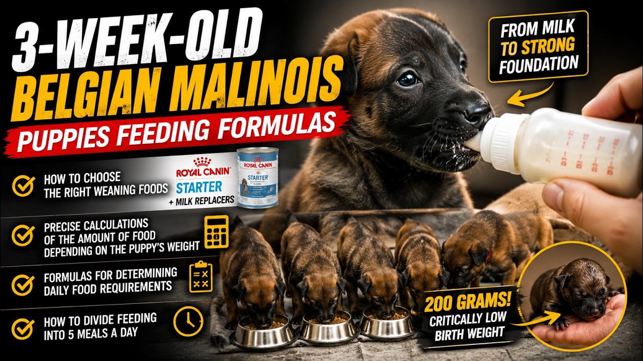 3-week-old Belgian Malinois puppies feeding formulas