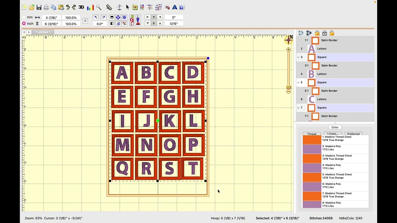 Embrillance Tutorial make Alphabet Quilt Piece Markers 