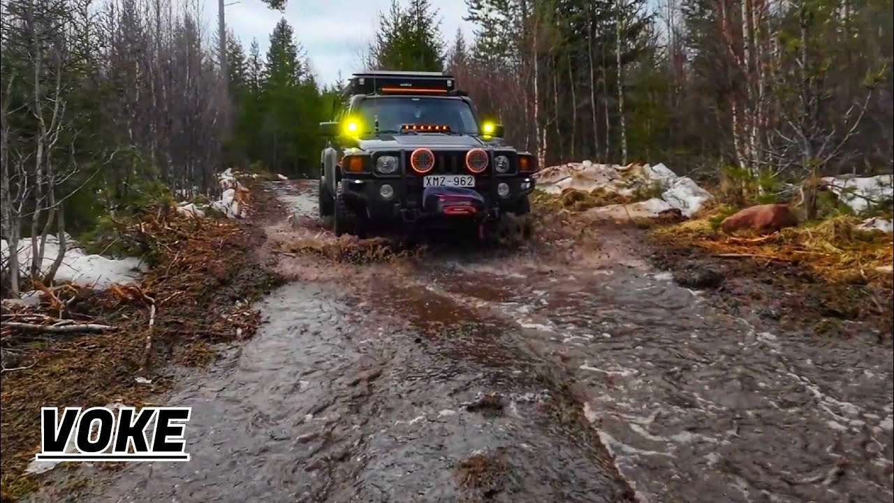 Flooded roads and spring snow melt. | Overlanding | Sweden. Hummer H3. Vw Amarok.