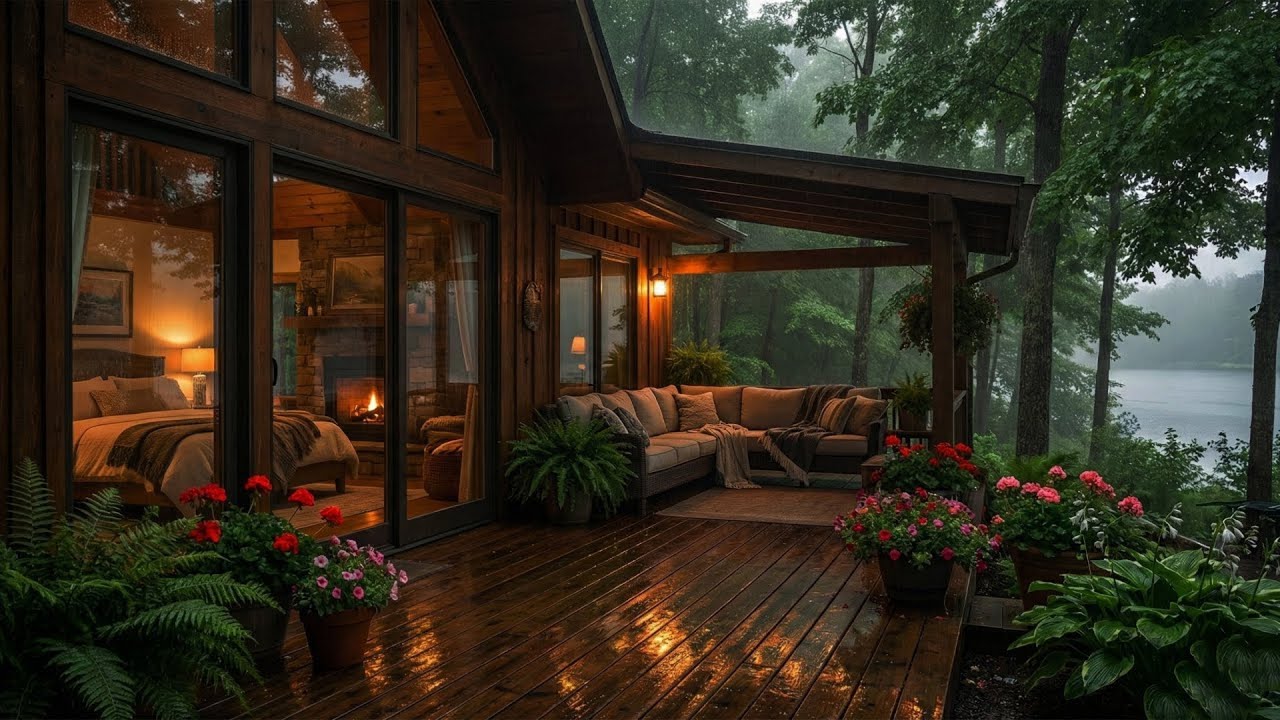 Soothing Rain on a Warm Forest Cabin Under the Trees 🌧️🍃 | Night Relaxation & Sleep