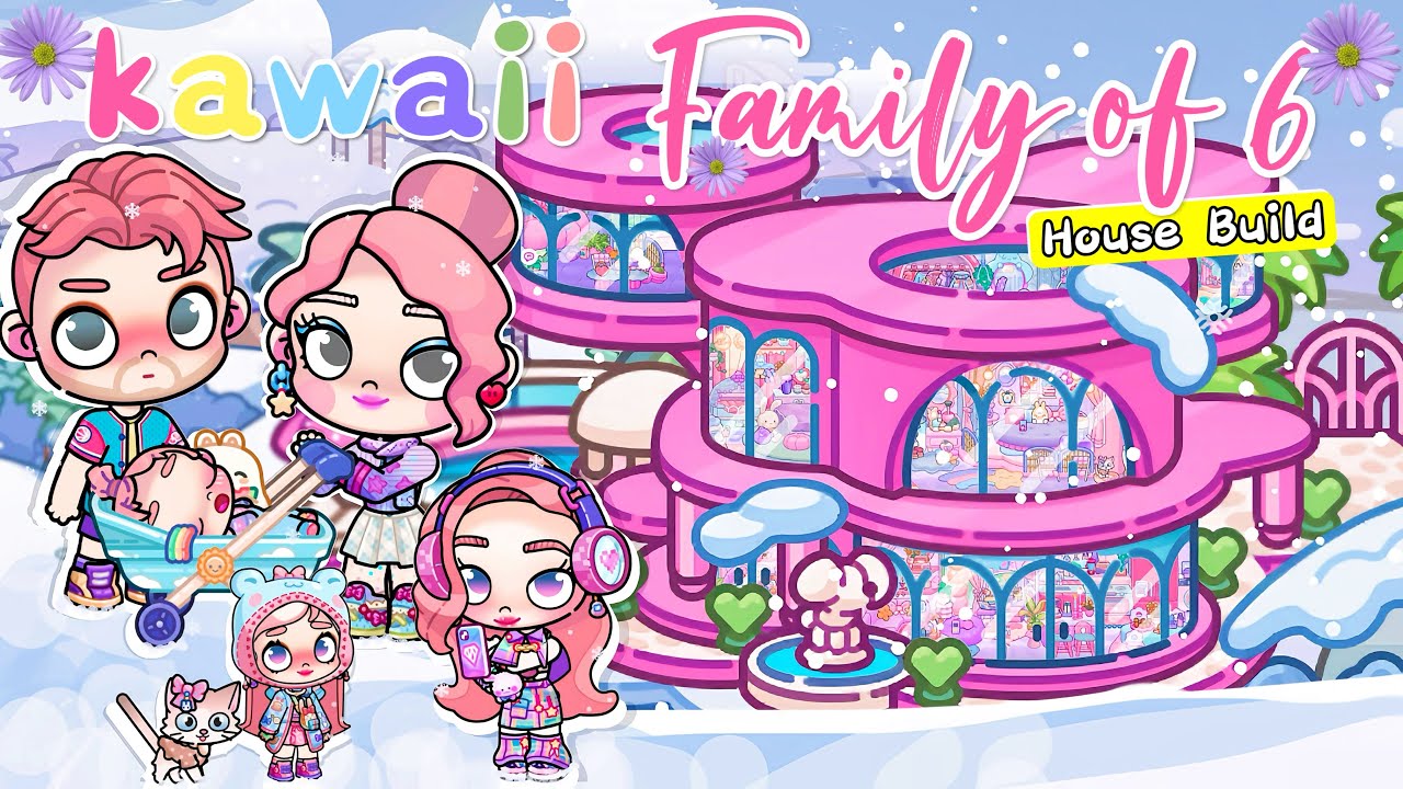 AVATAR WORLD kawaii HOUSE Build FAMILY OF 6🌼🌸BUBBLE GLAM HOUSE ideas| #PAZU GAME