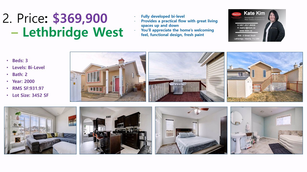Smart Investment at $366K–$375K in Lethbridge, Alberta - Lethbridge Realtor Kate Kim