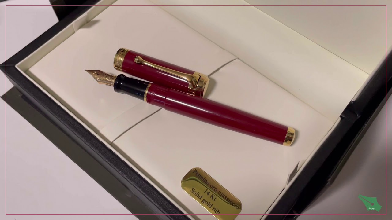 오로라 탈렌튬 골드 보르도 만년필 언박싱 / 잉크 채우기 / 시필 영상 [AURORA Talentum Fountain Pen Gold Bordeaux]