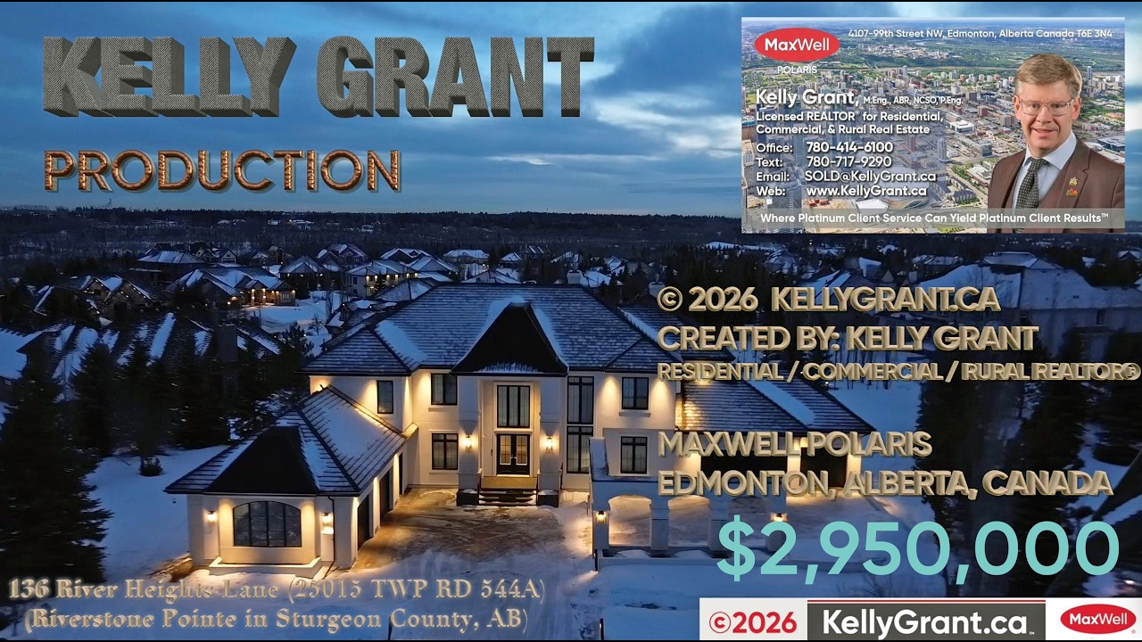 * NEW LISTING in Riverstone Pointe: 136 River Heights Lane in Sturgeon County, Alberta -- $3,588,000