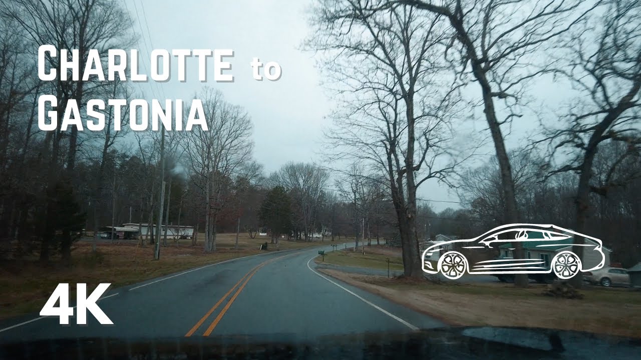 Charlotte to Gastonia | 4K Driving Tour | Driving in Rain