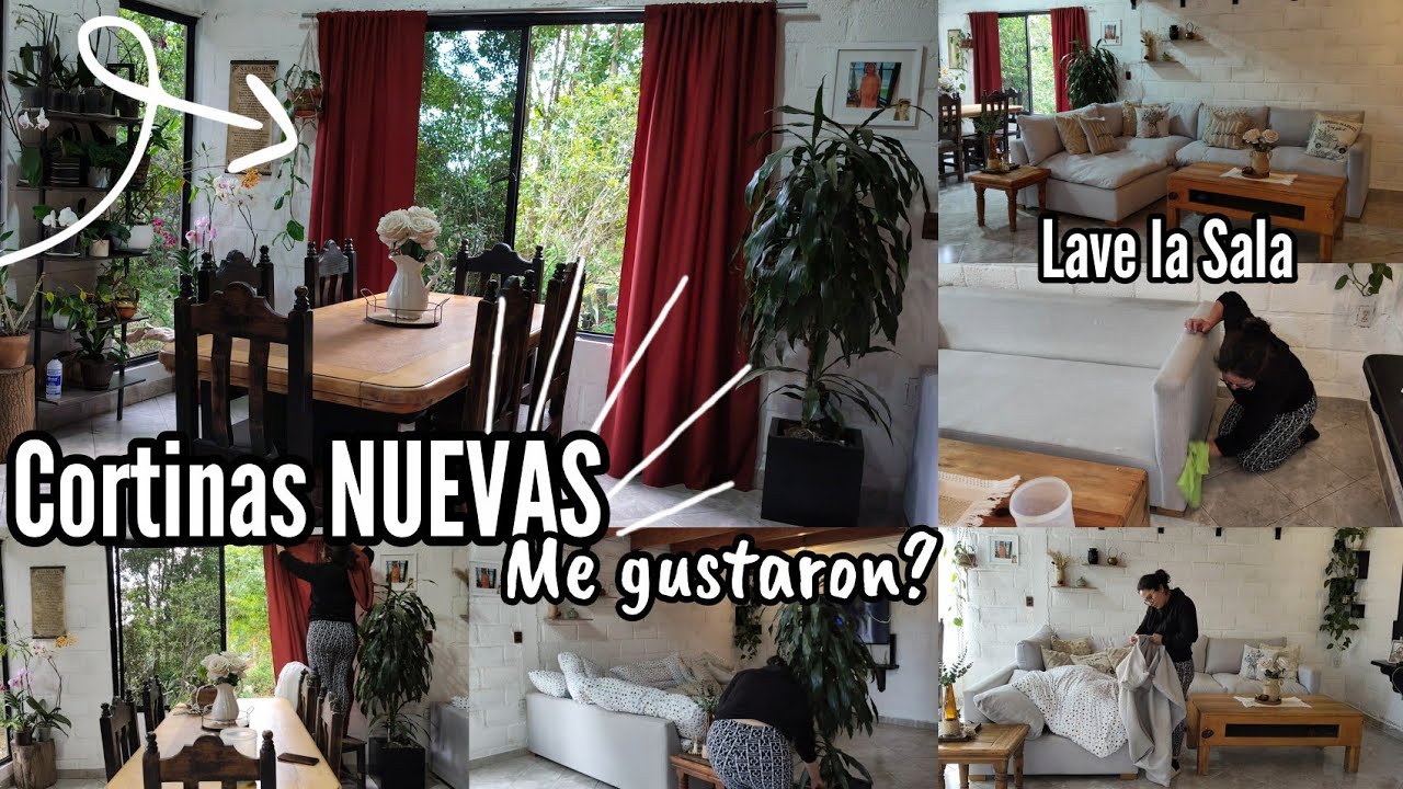 Limpieza de Sala 🛋️🧽🫧/ cortinas nuevas ,no me gustaron 😱❌