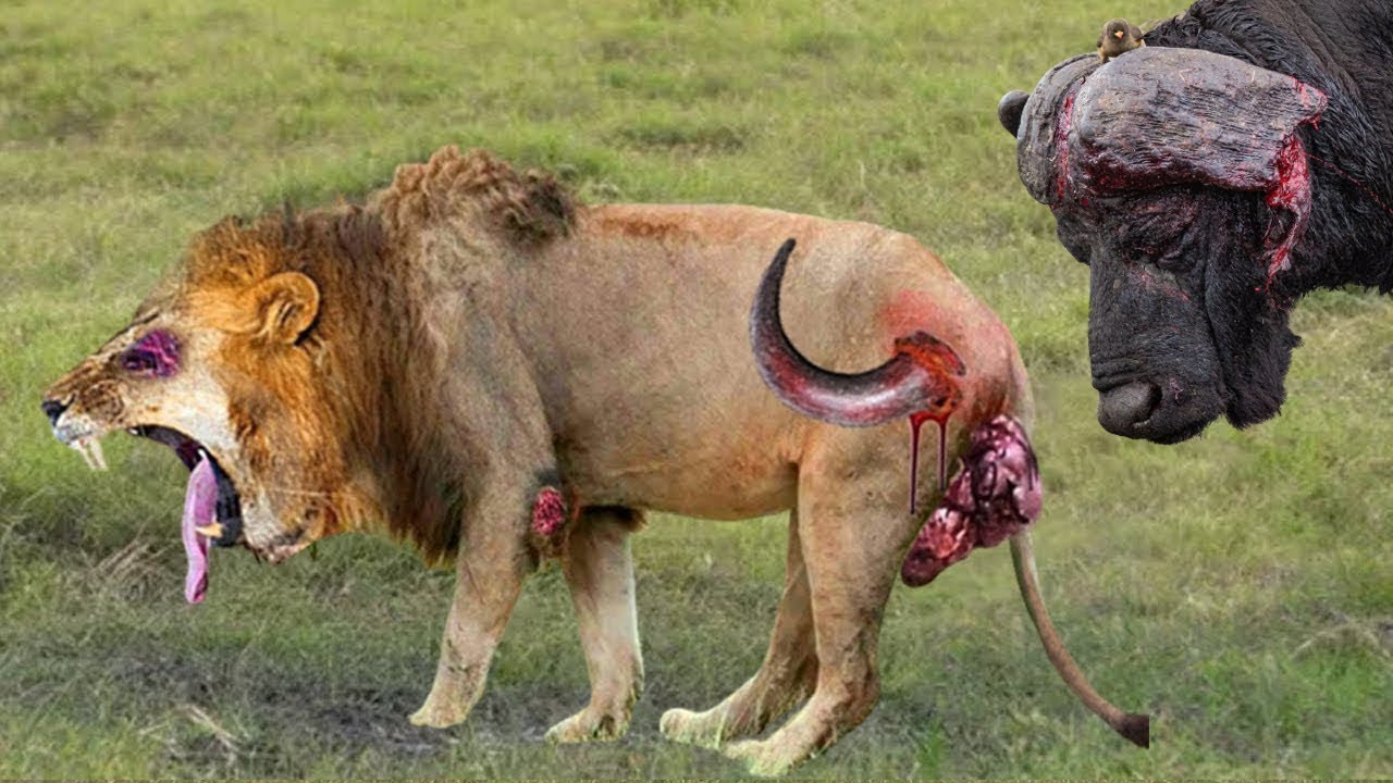 Shock! The Lion's Agony After a Brutal Attack by an African Buffalo – Must Watch!