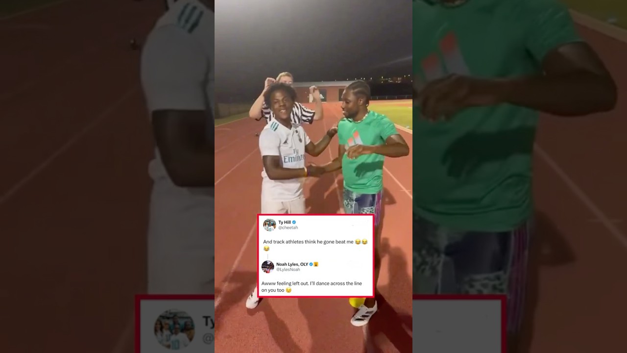 Tyreek Hill reacts to Speed and Noah race. Noah responds 👀🍿