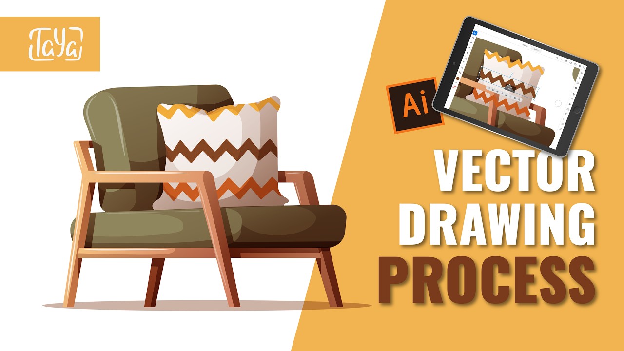 Cozy Armchair Drawing | Relaxing Illustration Process in Adobe Illustrator