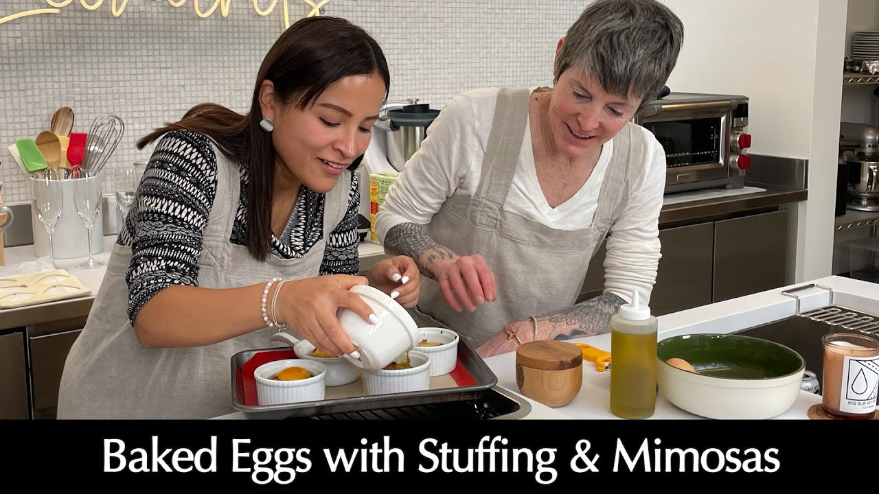 Baked Eggs with Stuffing & Mimosas - Breakfast at Leonard’s PK ~ Dinner Party Tonight!