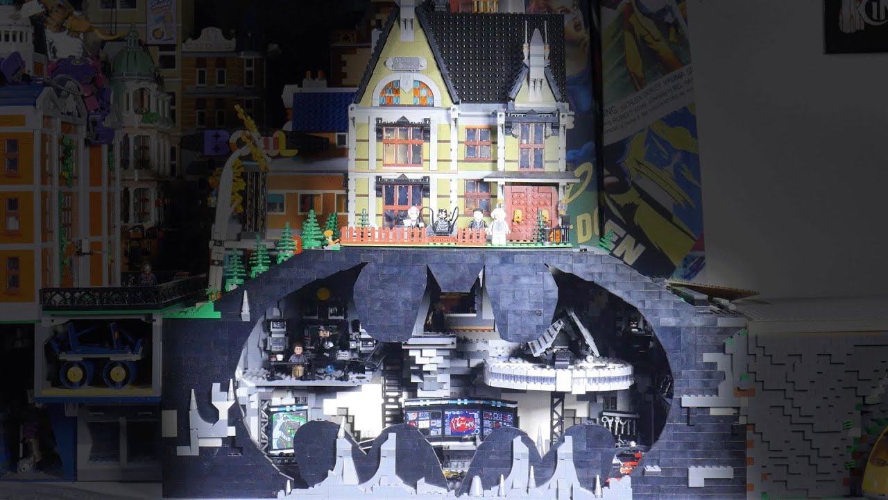 LEGO Wayne Manor and Batcave Using sets 10273 Haunted House and  76252 Batcave Shadow Box